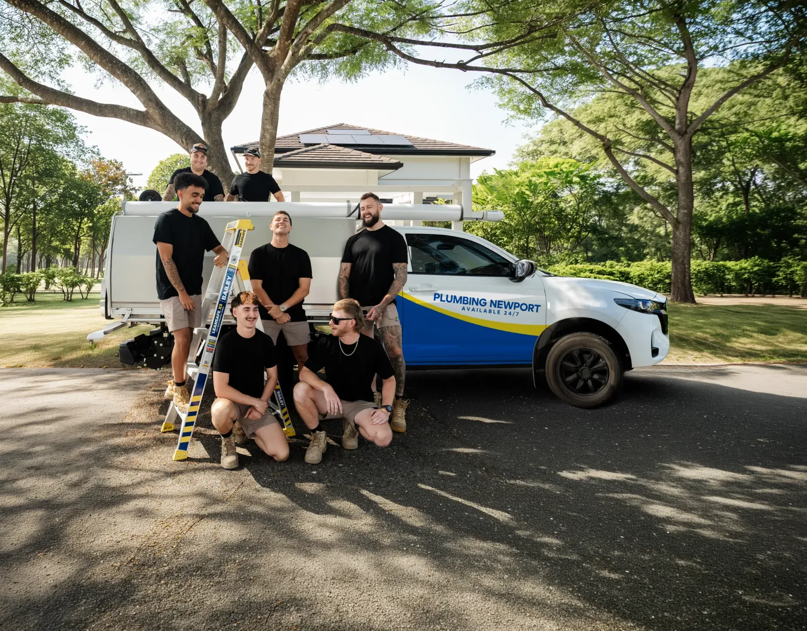 Plumbing Newport ute and team